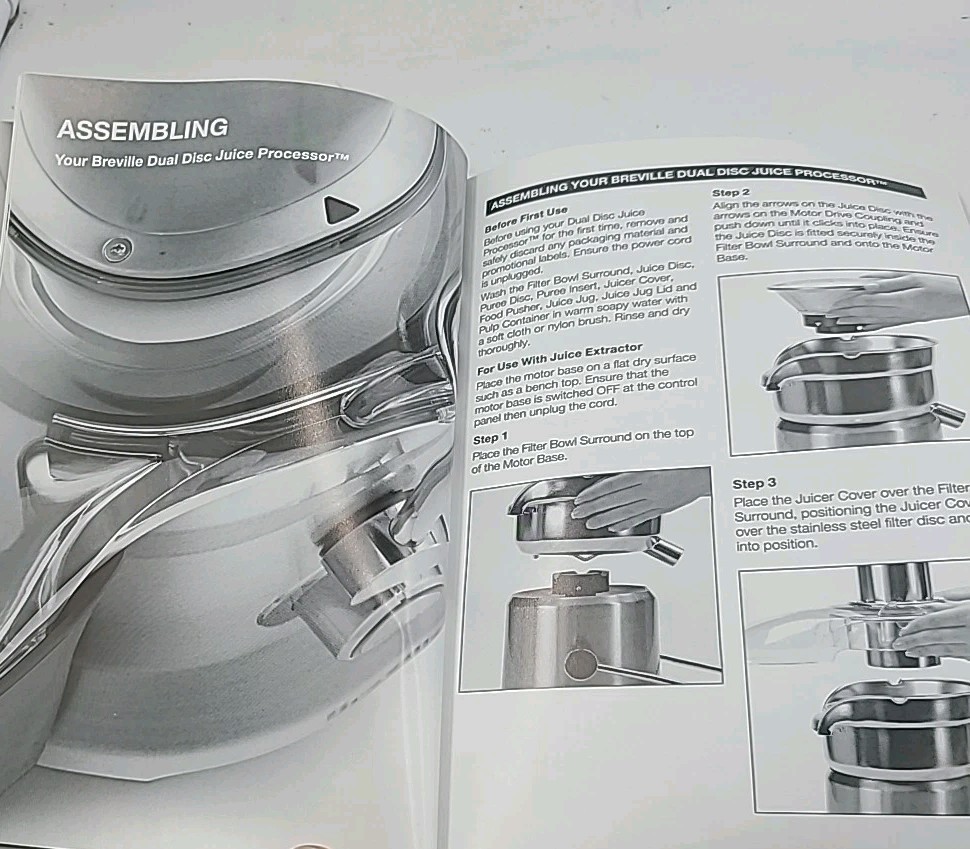 Replacement USER MANUAL Breville Dual Disc Juice Processor #BJE820XL And Brush gallery