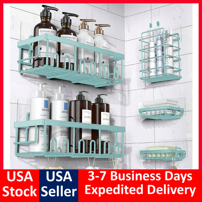 5 Pack Shower Caddy Adhesive Shower Organizer for Bathroom Storage & Kitchen gallery