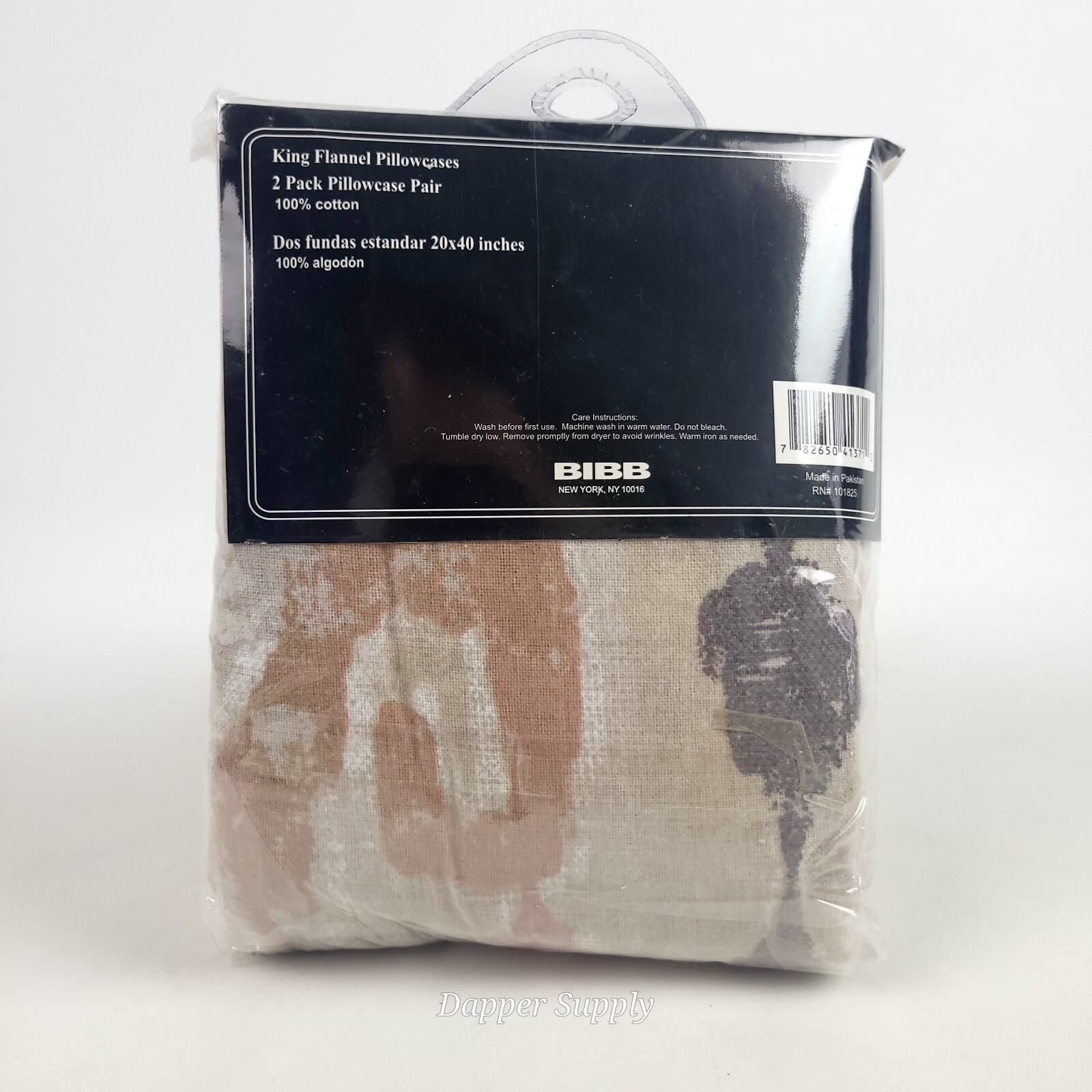 BIBB Home KING Flannel Pillowcases Set of 2 Snake Skin Beige 20"x40" New gallery