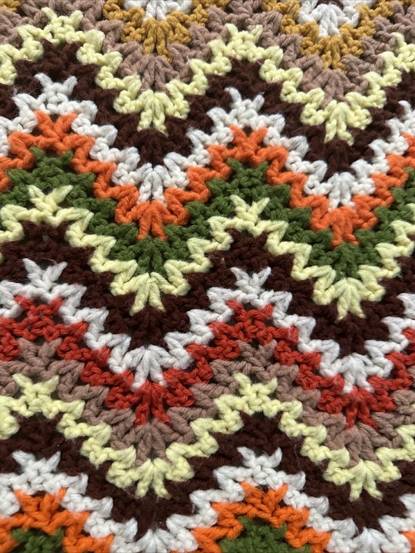 Vintage Crochet Chevron Zig Zag Pattern Throw Blanket Afghan 69"x45" gallery