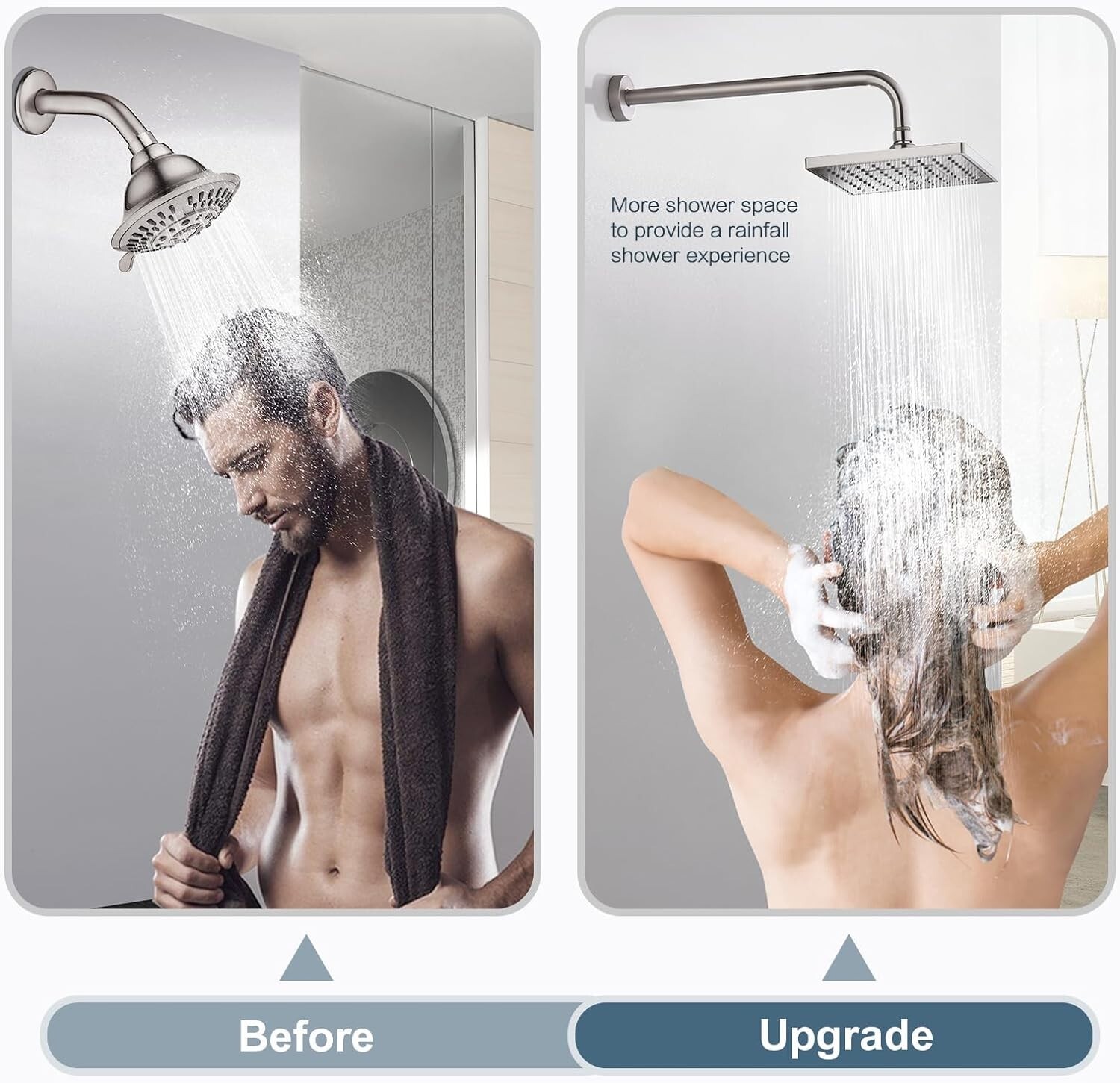 New 16'' L Shaped Shower Head High Rise Extension Arm-Brushed Nickel BAR1605-02 gallery