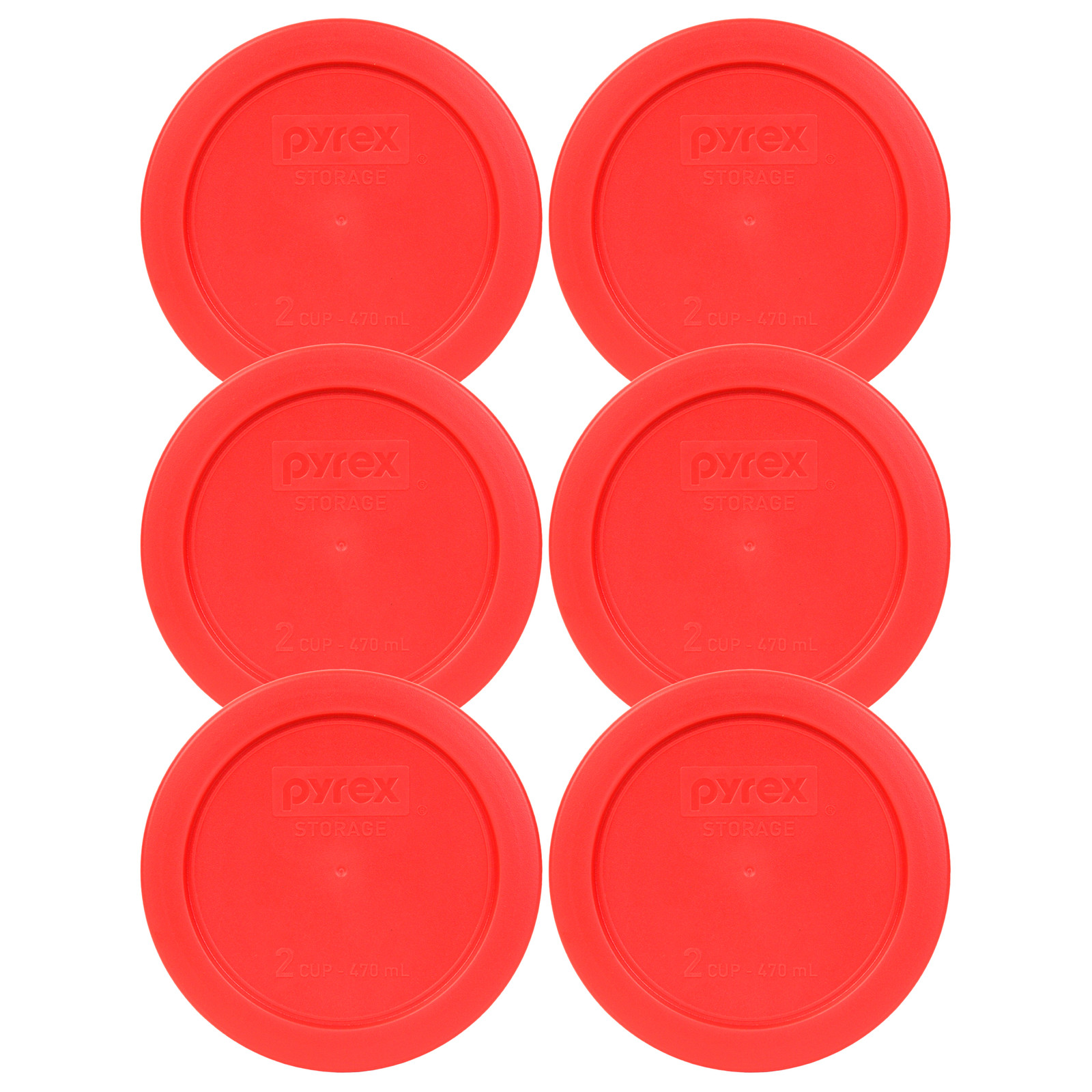Pyrex 7200-PC 5" Storage Lid Cover 2 Cup Red Round 6 Pack for Glass Bowl New gallery