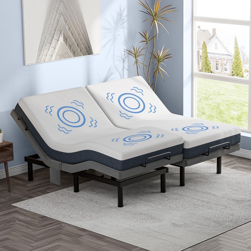 Electirc Adjustable Bed Frame Bed Base With Massage Remote USB Head Foot Recline gallery