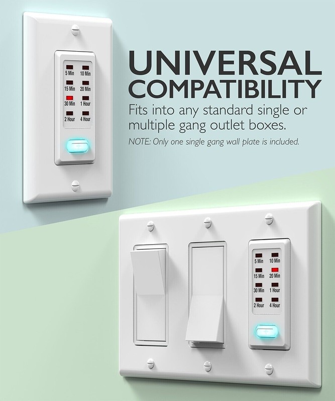Fosmon In Wall Switch Gang Countdown Programmable Timer Auto Bathroom Fan Light gallery
