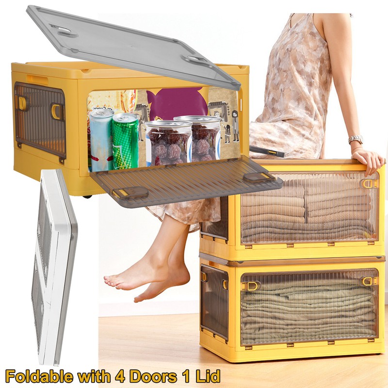 Foldable Storage Bins with Lids Stackable Bins for Closet Organizer with 4 Doors gallery