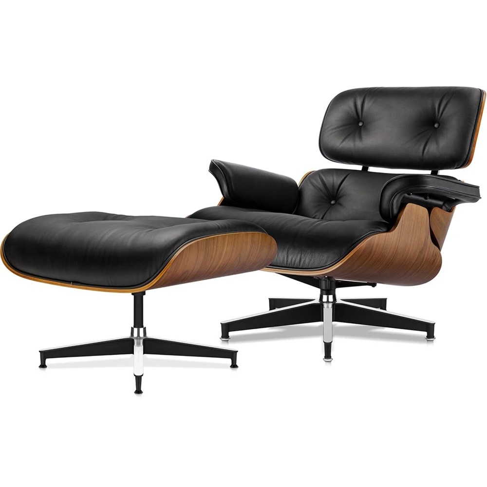 Used Mid-Century Modern Eams Lounge Chair Armchair Recliner with Ottoman Seat gallery