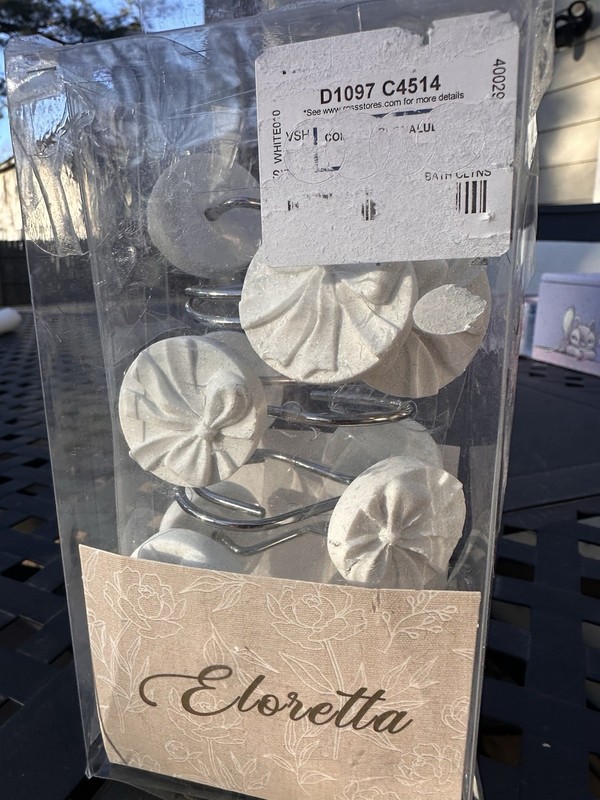 White Matte Ceramic Bow Shower Curtain Hooks Set of 12 Bathroom Decor gallery