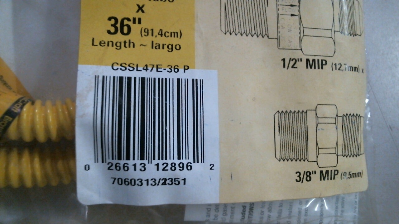 Brass Craft CSSL47E-36P 3/8'' O.D. Gas Connector - 1/2'' M.I.P. Safety+PLUS, FS gallery