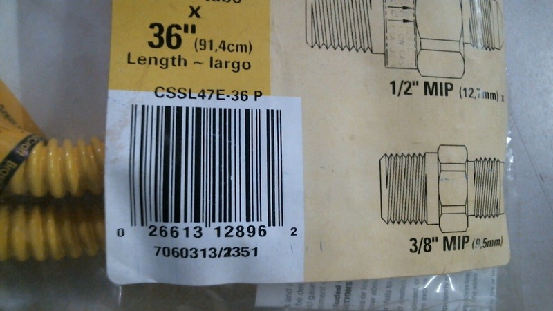 Brass Craft CSSL47E-36P 3/8'' O.D. Gas Connector - 1/2'' M.I.P. Safety+PLUS, FS gallery