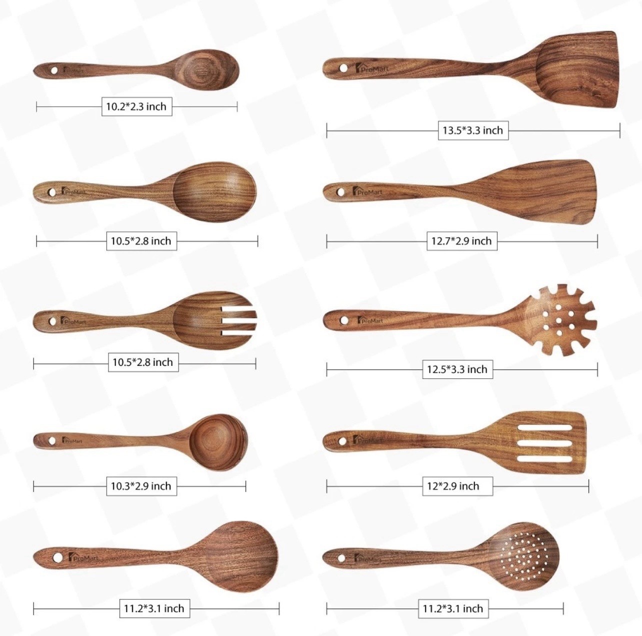 10-Piece Teak Wood Cooking Utensils Set- Non-stick, Lightweight & Heat-Resistant gallery