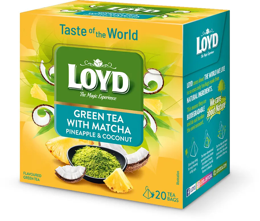 LOYD Green Tea w/ Matcha: Pineapple & Coconut -20 tea bags-1 box FREE SHIPPING gallery