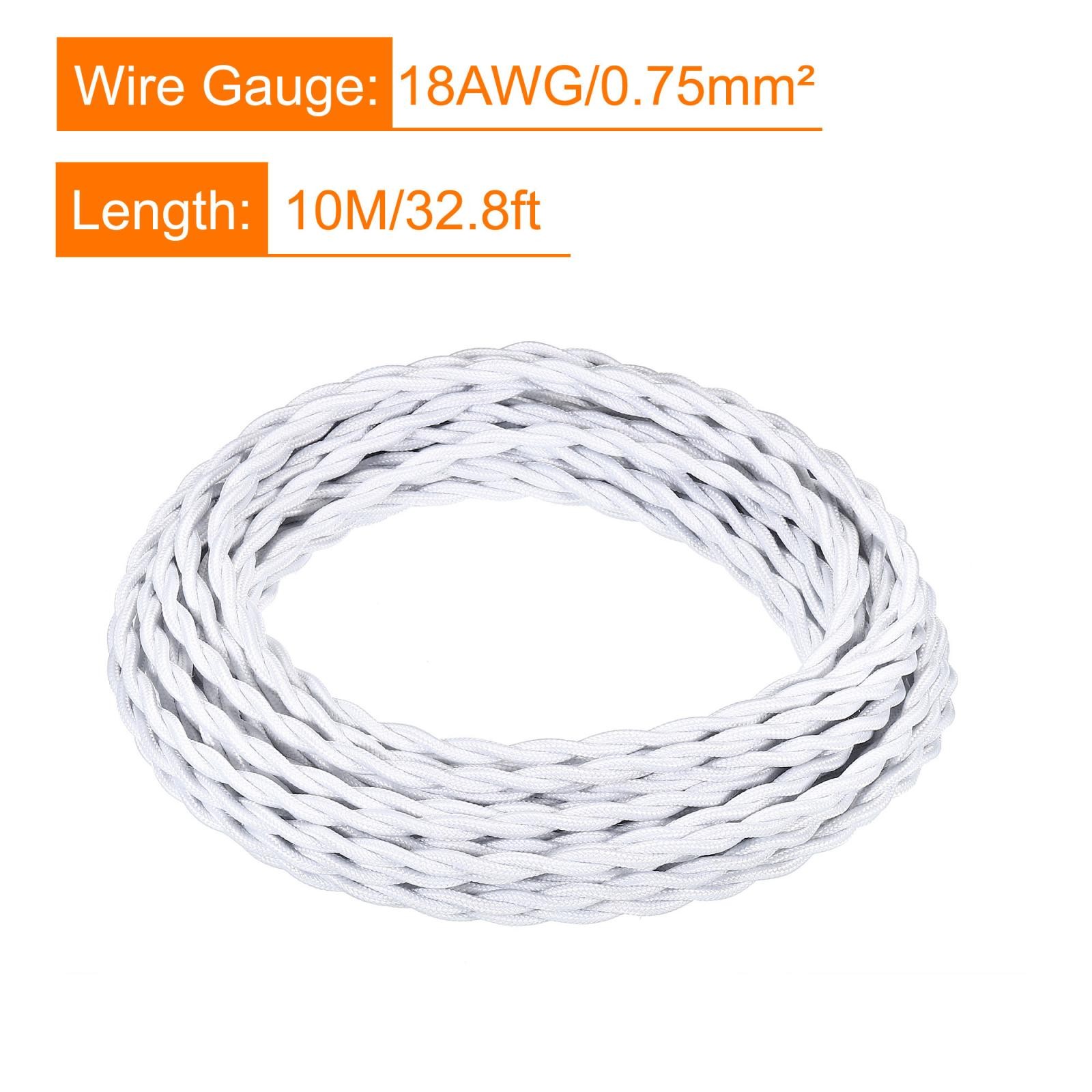 Twisted Cloth Covered Wire 2 Core 18AWG 10m/32.8ft,Electrical Cable,White gallery