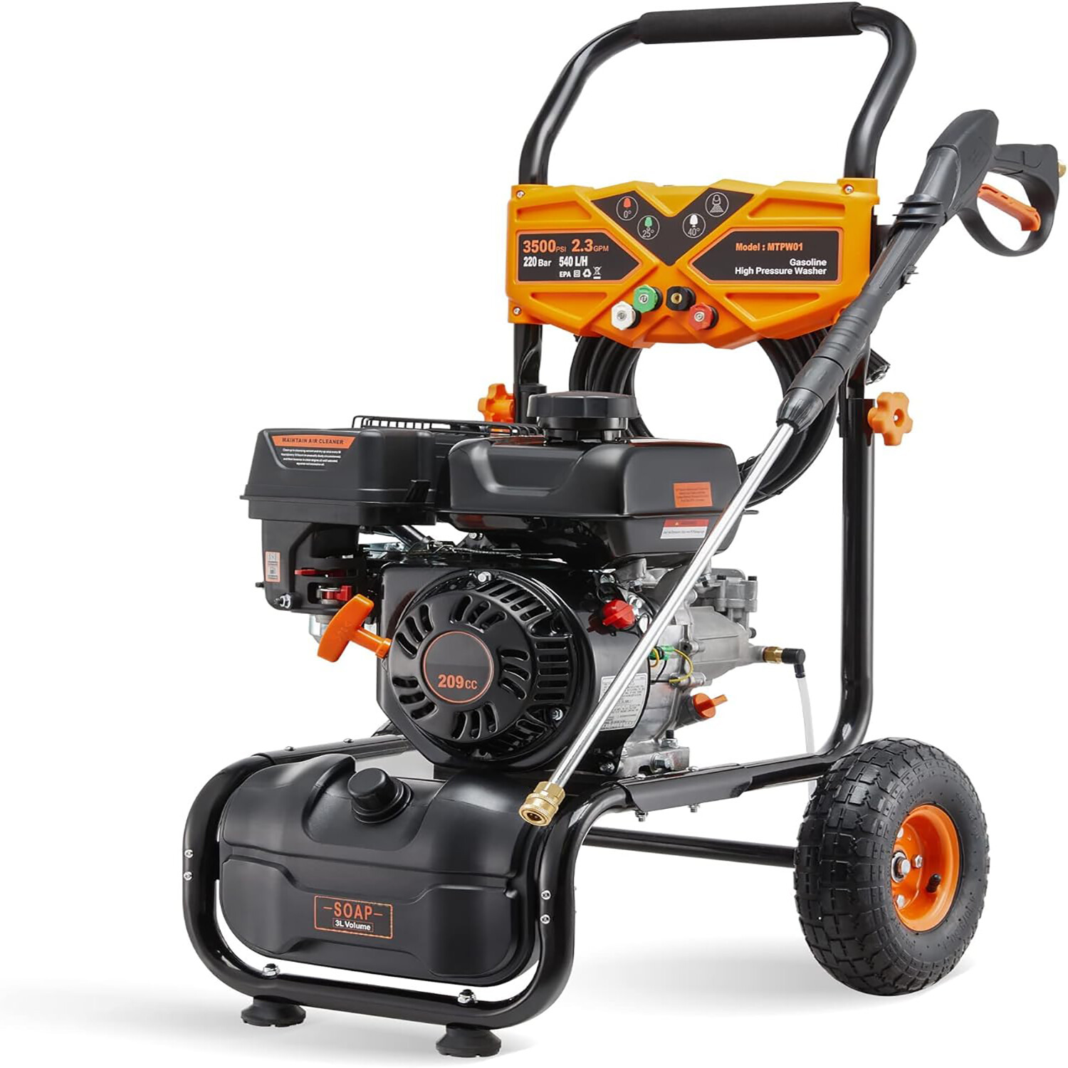 Efurden Gas High Pressure Washer 3500 PSI 2.3 GPM with 25Ft Hose & 3L Soap Tank gallery