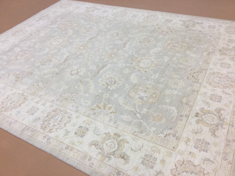 8' X 10' Muted Green Gray Fine Oushak Oriental Area Rug Hand Knotted All Over gallery