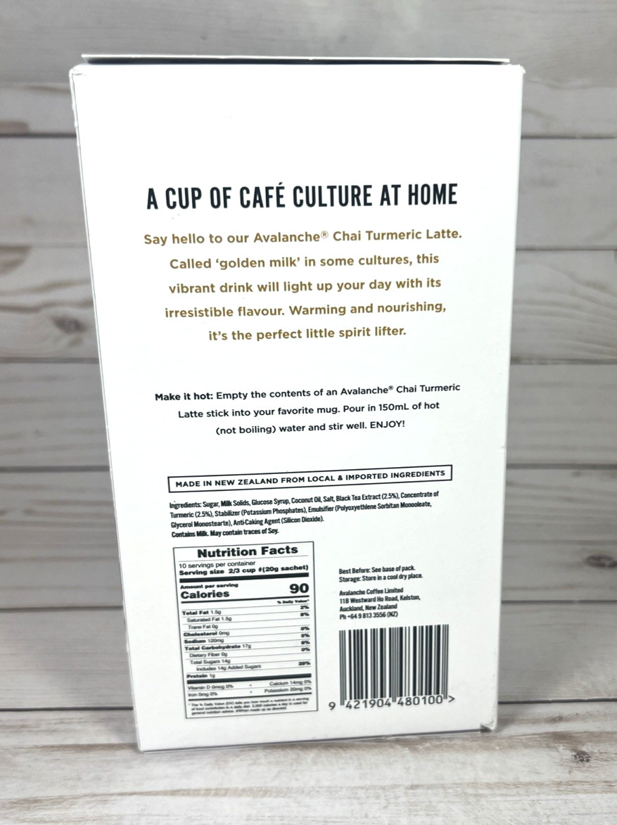 Avalanche Chai Turmeric Latte Cafe Style Coffee Drink Mix 10-sticks 11/26 gallery