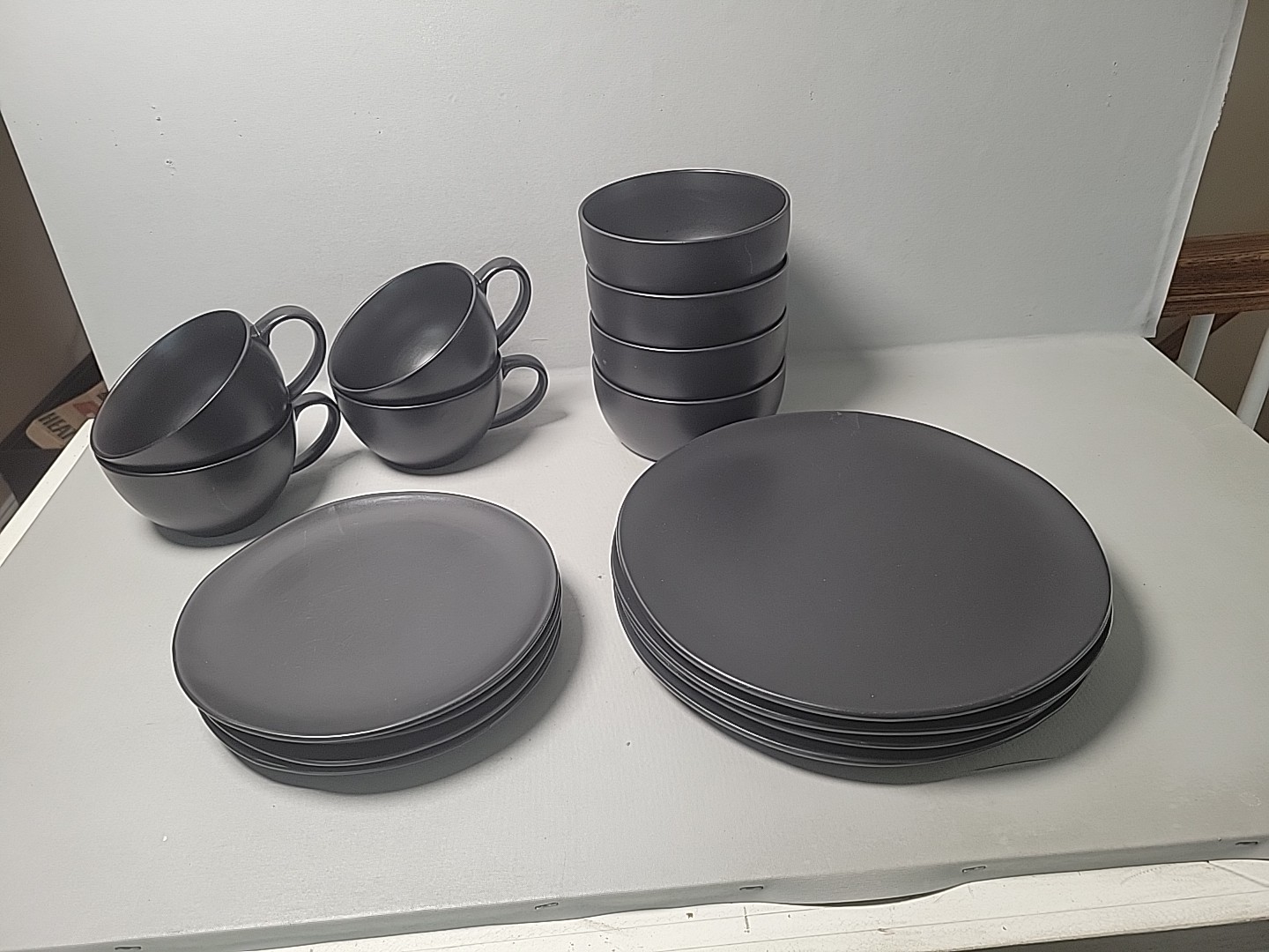 CB2 Black 'Pitch' Dinnerware 16 Piece - Set , Used gallery