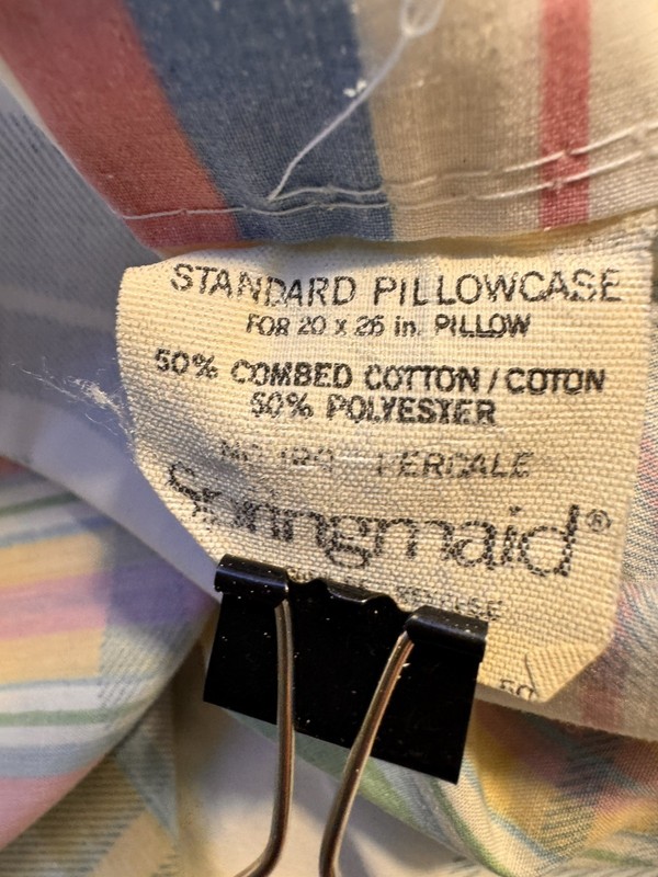 SPRINGMAID 2 Pillowcases STD Plaid Pastel Vintage Percale Clean Fresh m gallery