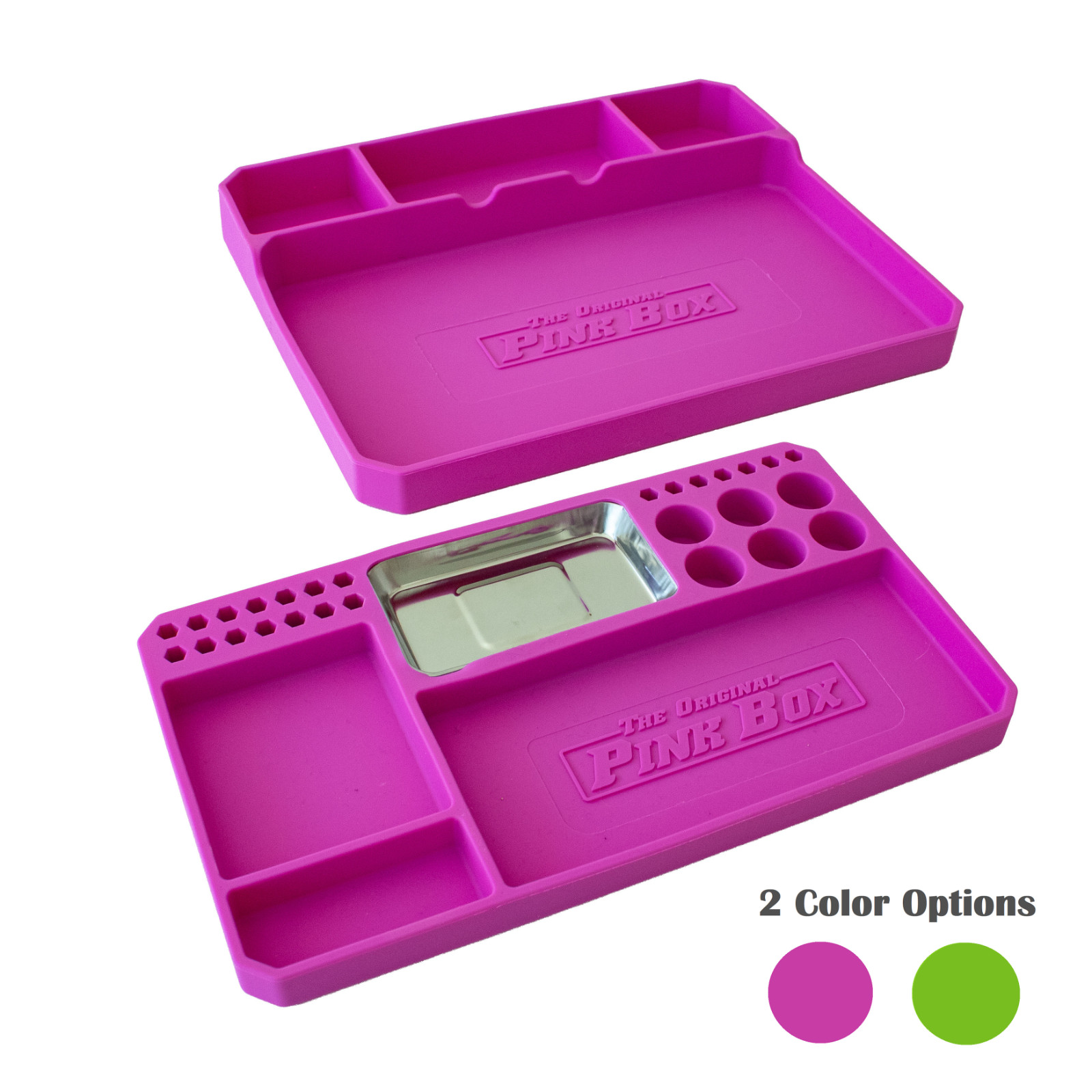 2-Piece Silicone Flexible Parts Tray Set w/ Magnetic Insert, Pink or Lime Green gallery