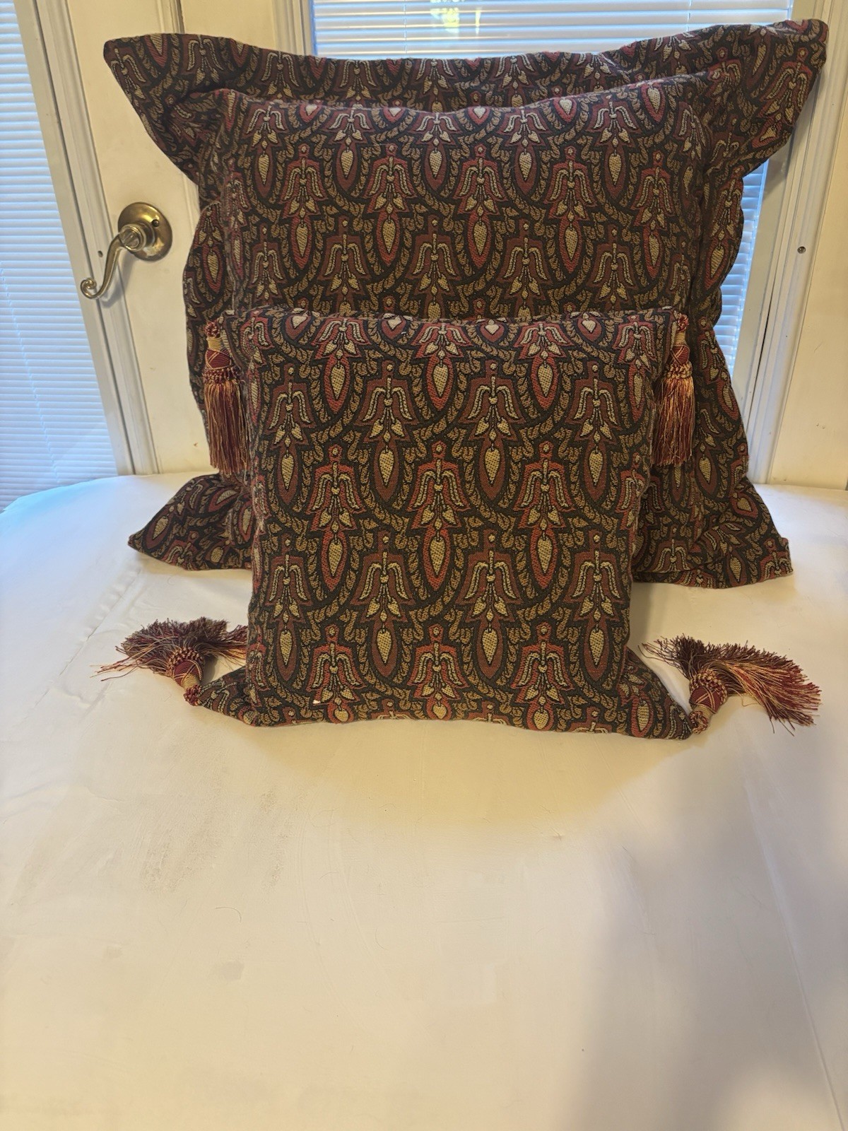 Throw Pillow Set Of 2 Matching Brown 24x24in + 16x16 In Down Filled Square gallery