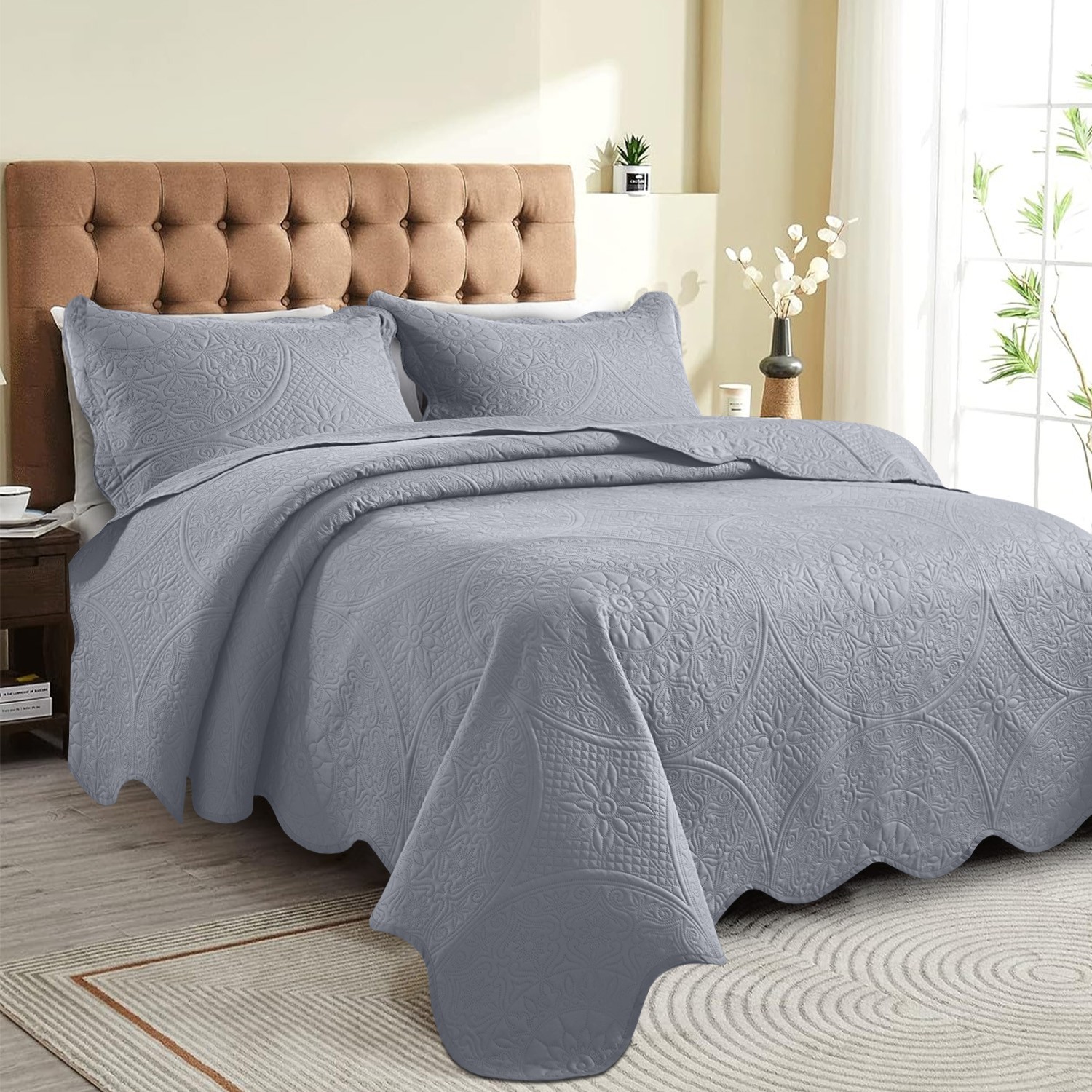 USA Quality Bedspread Bed Throw Quilted Coverlet Bedding Set with Pillow Shams gallery