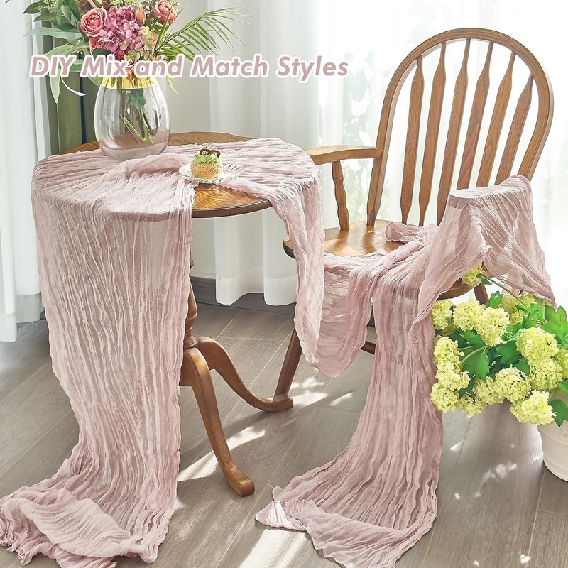 2 Pack Sage pink Easter Cheesecloth Table Runner Boho Rustic Cheese Cloth gallery