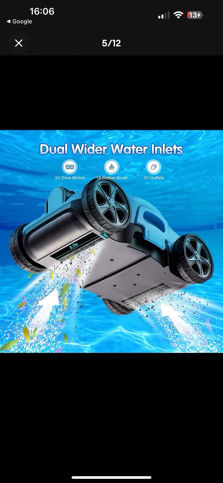 Cordless Robotic Pool Cleaner,Automatic Pool Vacuum Robot for In-Ground/Above gallery