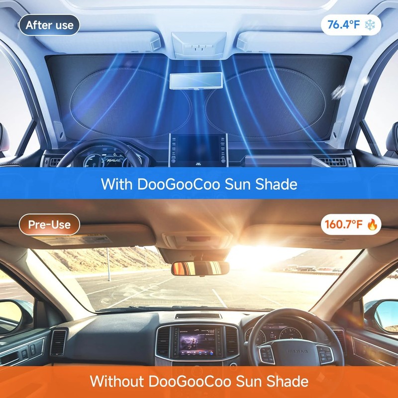 [Upgrade] DooGooCoo Windshield Sun Shade - Medium, Sunshade for Car Windshield [ gallery