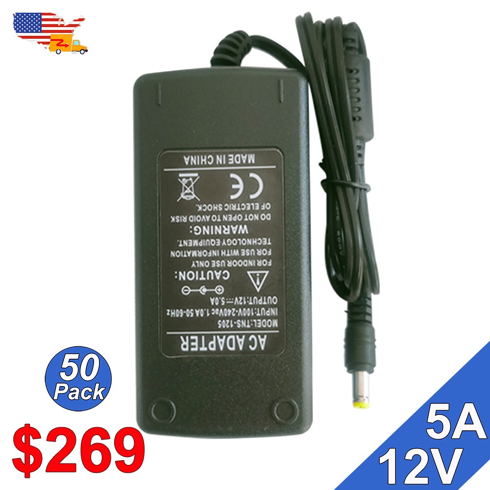 10~50 Pack 12 Volt AC/DC Transformer 60W Universal 5A LED Strip Power Supply gallery
