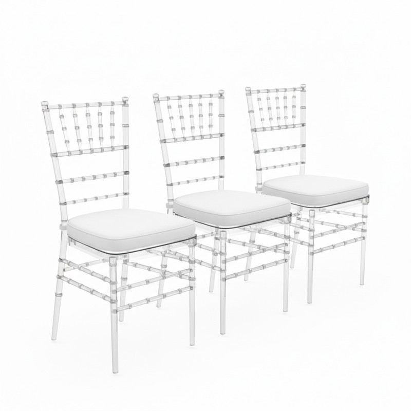 3pack Acrylic Stackable Chiavari Dining Chair, Clear Party Chair Fully Assembled gallery