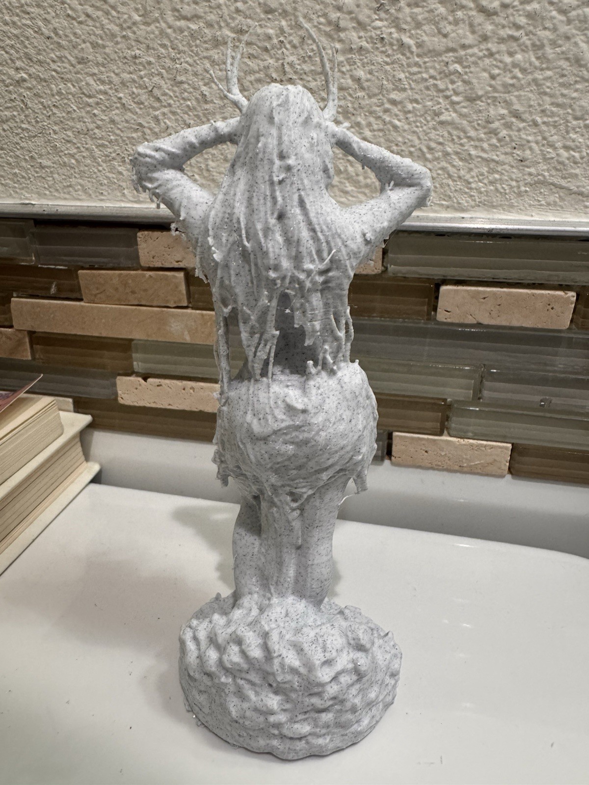 Gothic Horned Goddess 7” Statue Dark Fantasy Occult Decor Stone Style Figure gallery