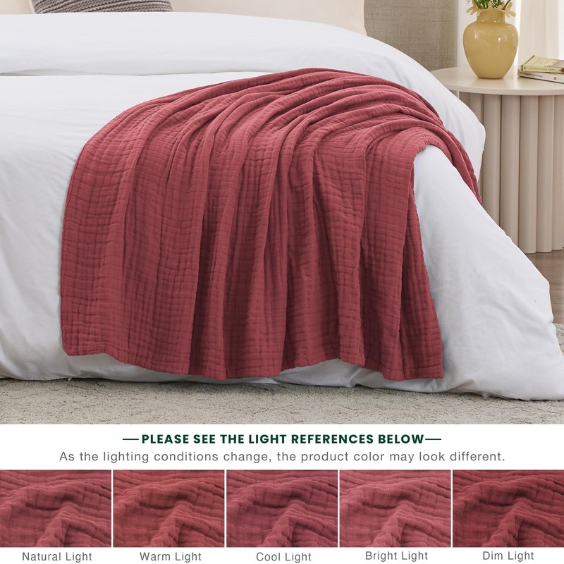 100% Cotton Muslin 6 Layer Lightweight Breathable Gauze Throw Blanket 50x60 In gallery
