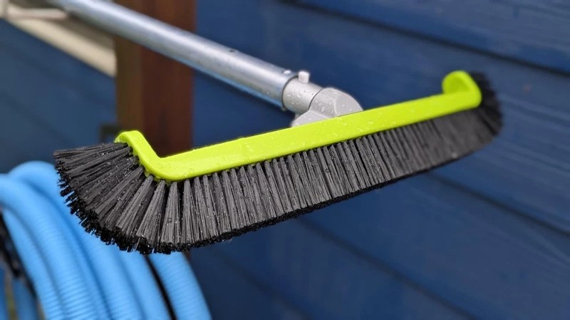 18" Pool Brush Head for Cleaning Swimming Walls,Curved Ends Scrub Brush Black US gallery