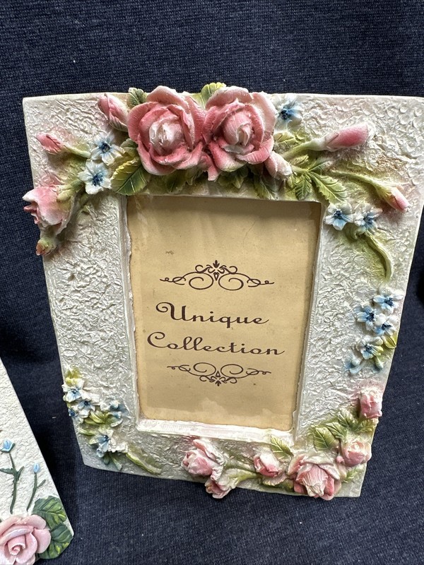 2 - Picture Frames 3D Style Roses Theme For 3”x5”Photos w/Glass Rear Loading gallery