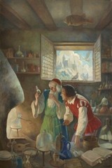 N.C. Wyeth – The Alchemist 1939 – Vintage Science Illustration Print 1939