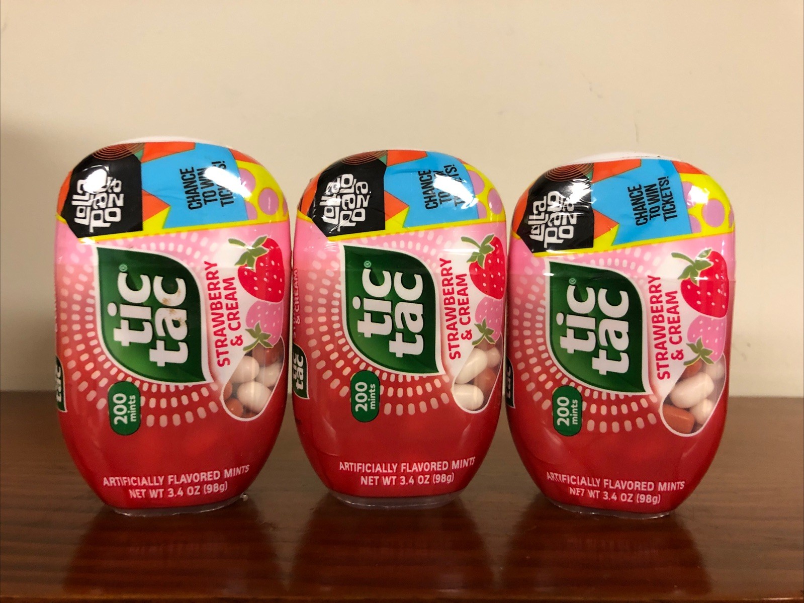 (3) Tic Tac Strawberry & Creme 200 mints Exp: 08/26/2026+ gallery