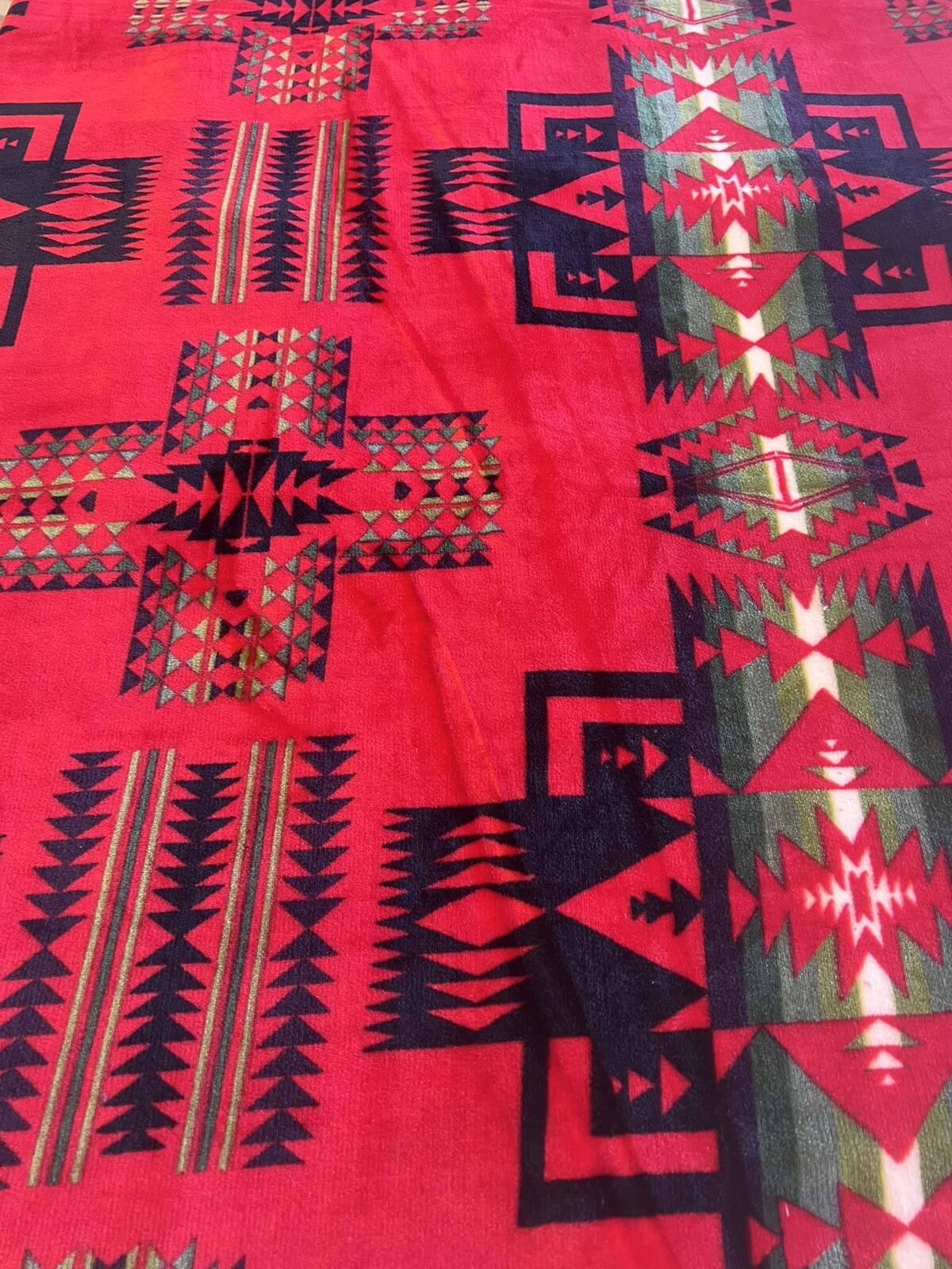 Native American Style 2 Ply Plush Reversible Blanket Throw Twin-Full Red & Black gallery