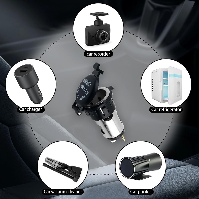 2PCS 12V/24V Cigarette Lighter Socket with ABS Cover and Extension Color: 2PCS gallery