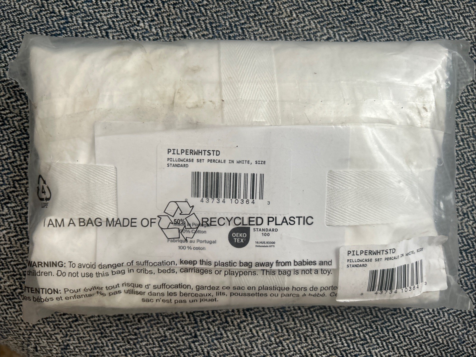 Parachute Back Envelope Pillowcase Set Percale White gallery