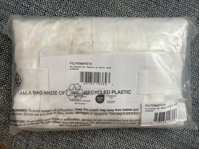 Parachute Back Envelope Pillowcase Set Percale White gallery