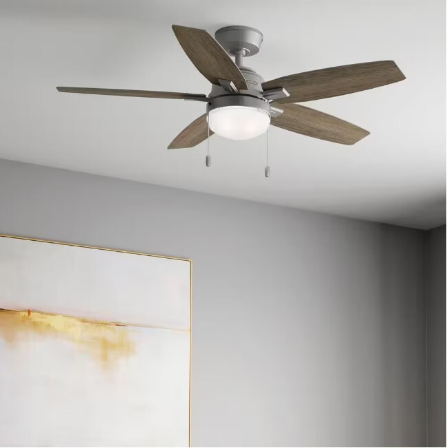 Hunter Antero 52 in. Indoor Matte Silver Ceiling Fan with Light 52128 gallery