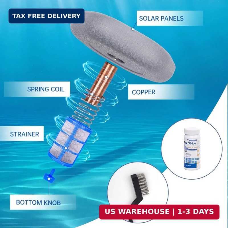 Solar Pool Ionizer - Floating Pool Cleaner for Swimming Pools Up to 45,000 Gallo gallery