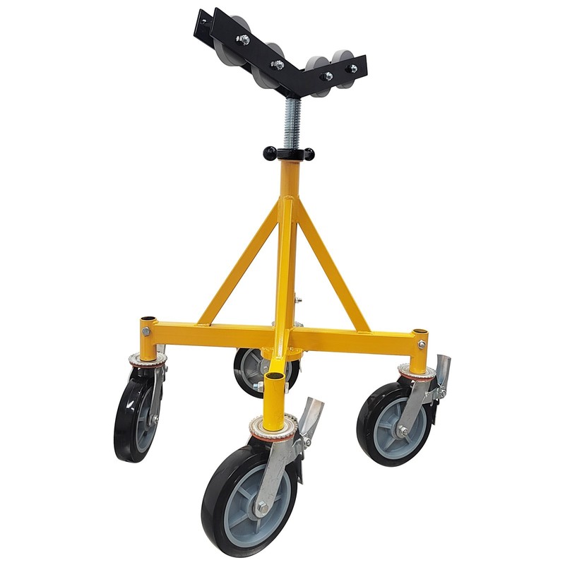 Pipe Stand V-shaped Roller Head Pipe Support Rolling Wheels 31.9-39.4in 2500LBS gallery