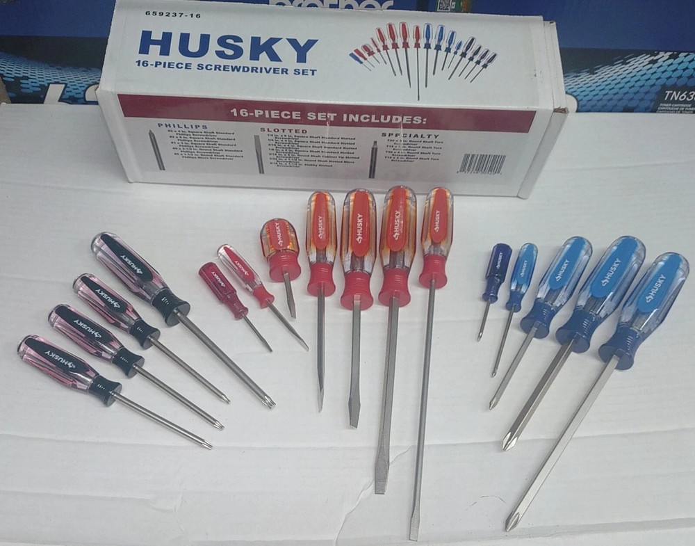 Husky 16 Piece Screwdriver Set Phillips Slotted Torx Brand New