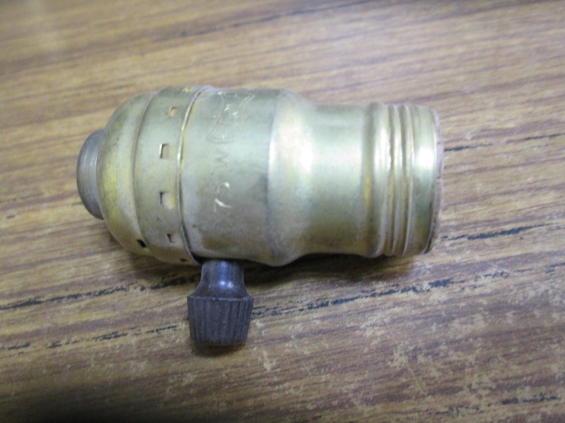 Eagle Brass Keyed Lamp Socket for E17 base bulbs with A E12 Base Adapter gallery