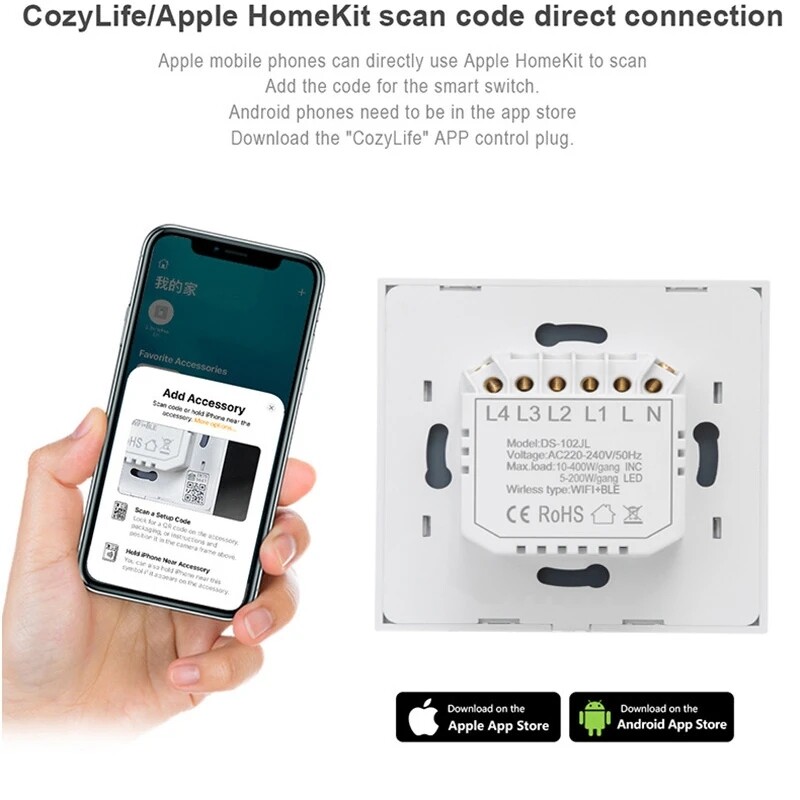 No Neutral Wire Required Touch Switch Voice/App Remote Control Wifi Switch gallery