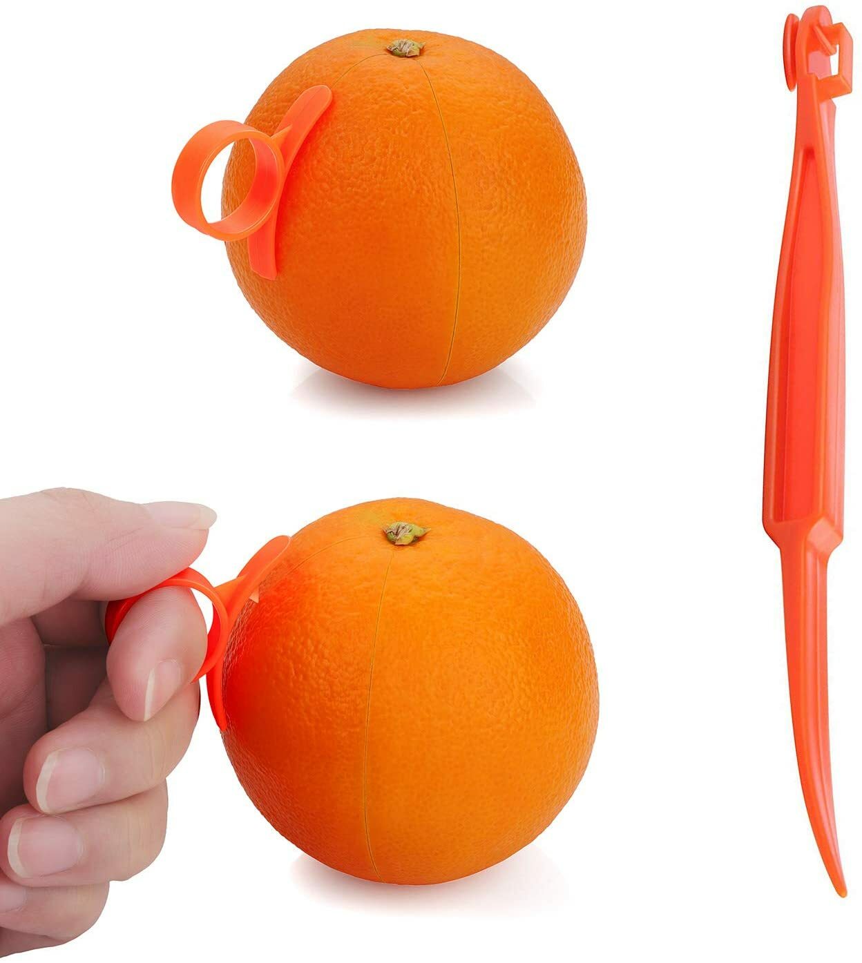 6+2 Pack Orange Citrus Peeler Kitchen Tool Safe Plastic Easy Fruit Slicer Cutter gallery