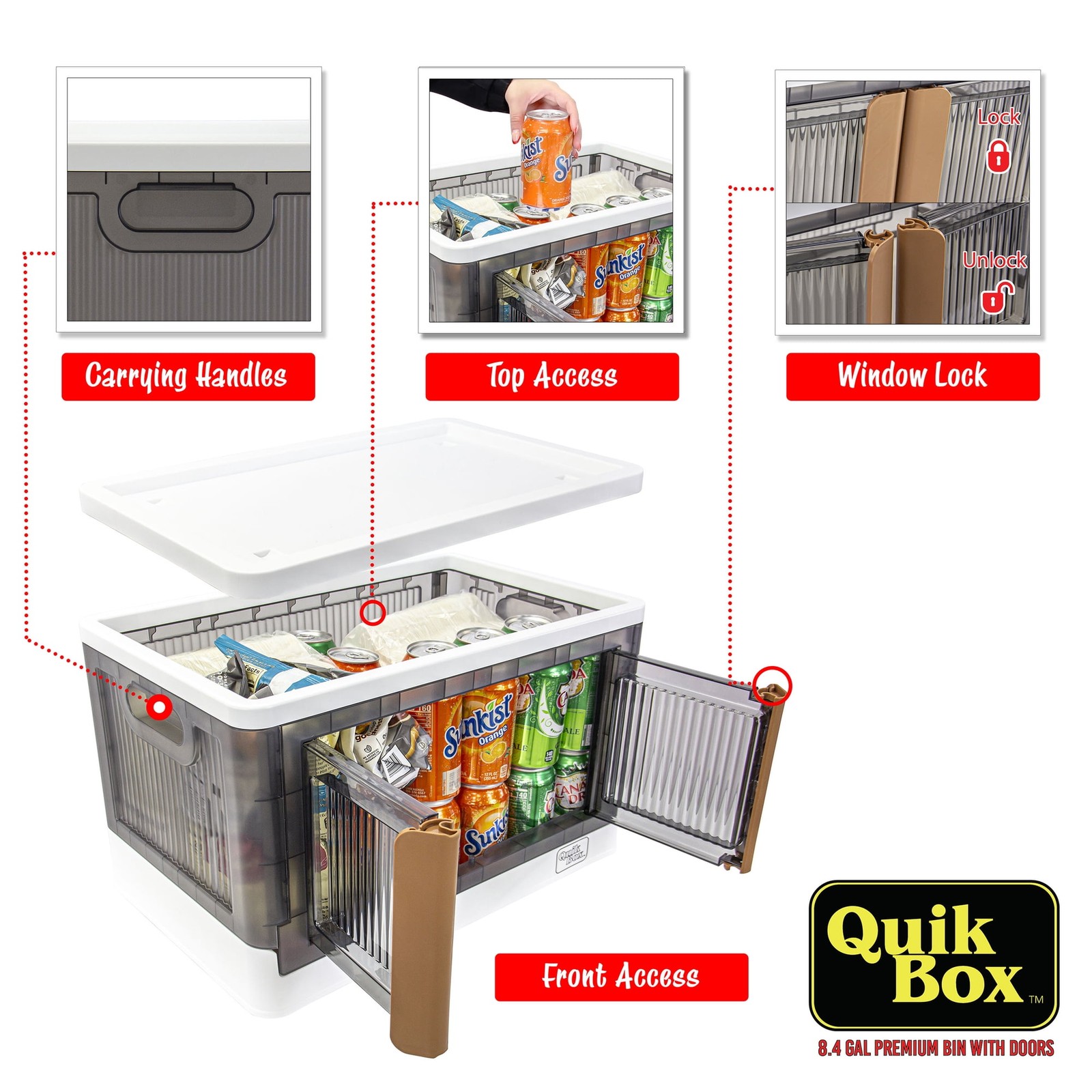DBEST QUIK BOX - 8.4 GALLON STACKABLE STORAGE BINS WITH DOORS - WHITE gallery