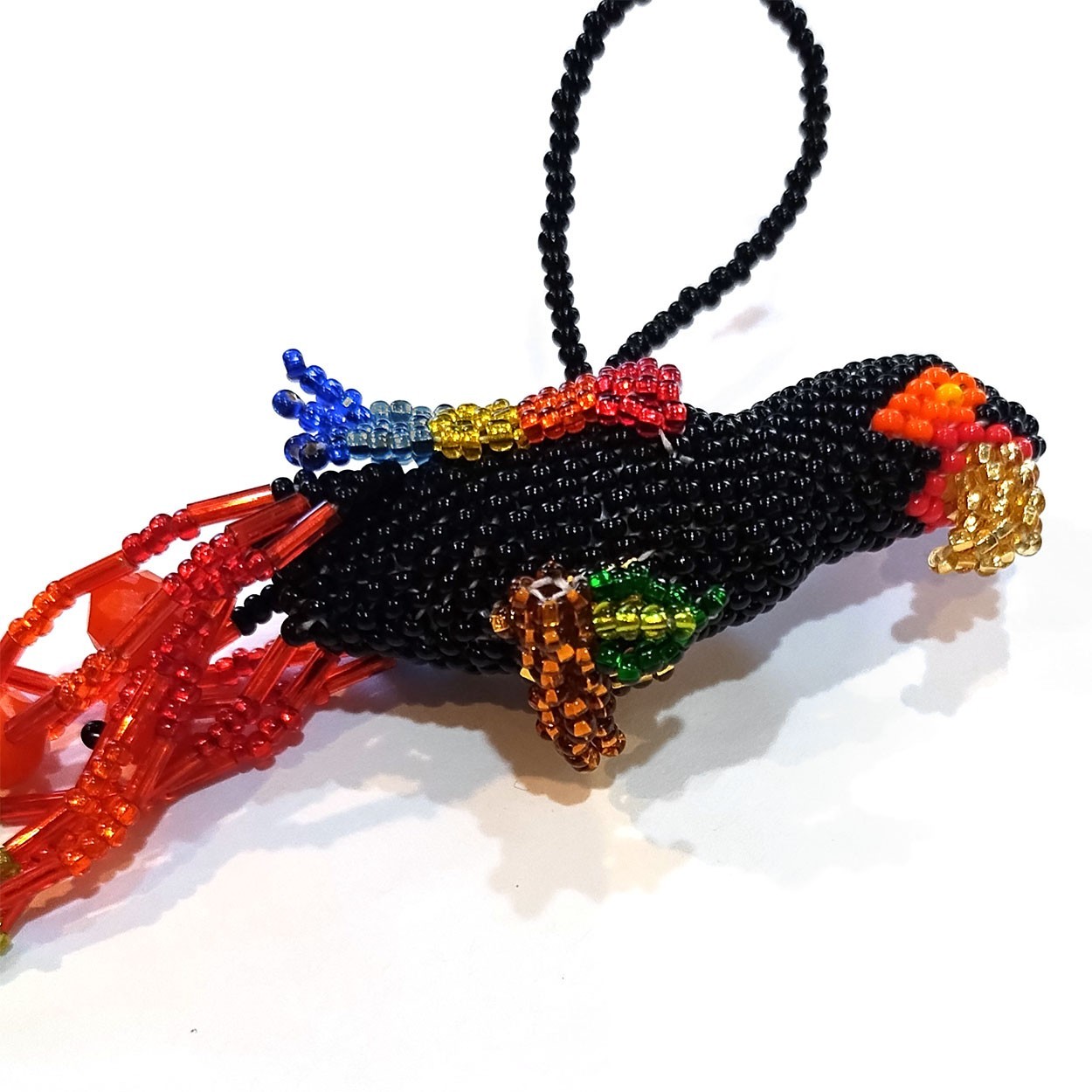 5.5in Hand Made Glass Micro-Bead Parrot Ornament gallery