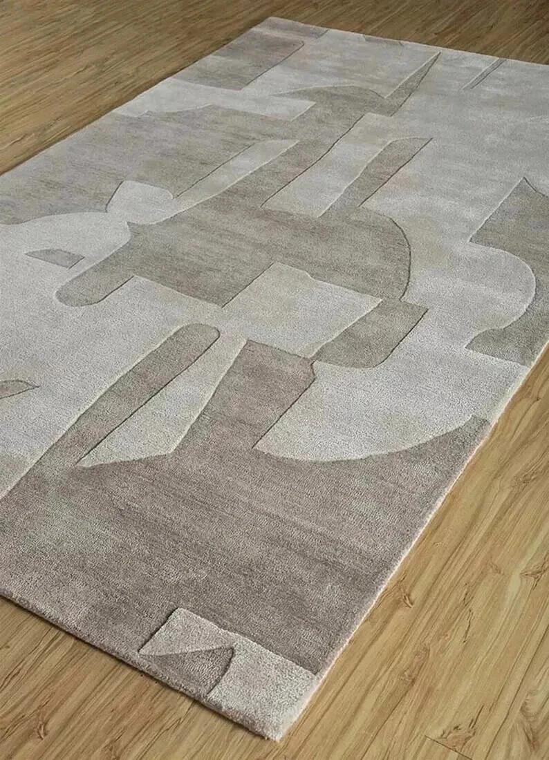 New Handmade Wool & Viscose Hand Tufted Modern Design Carpet For Bedroom Rug gallery