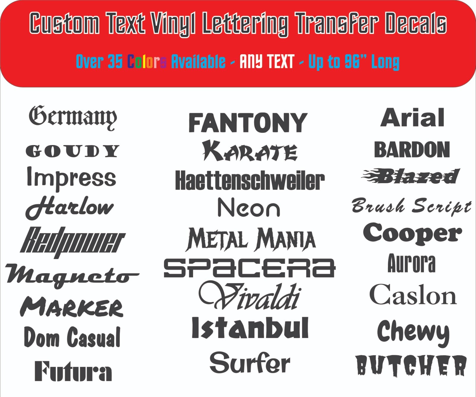 Custom Vinyl Decal Sticker – Personalized Text, Name, Logo, Lettering, Wall, Car gallery